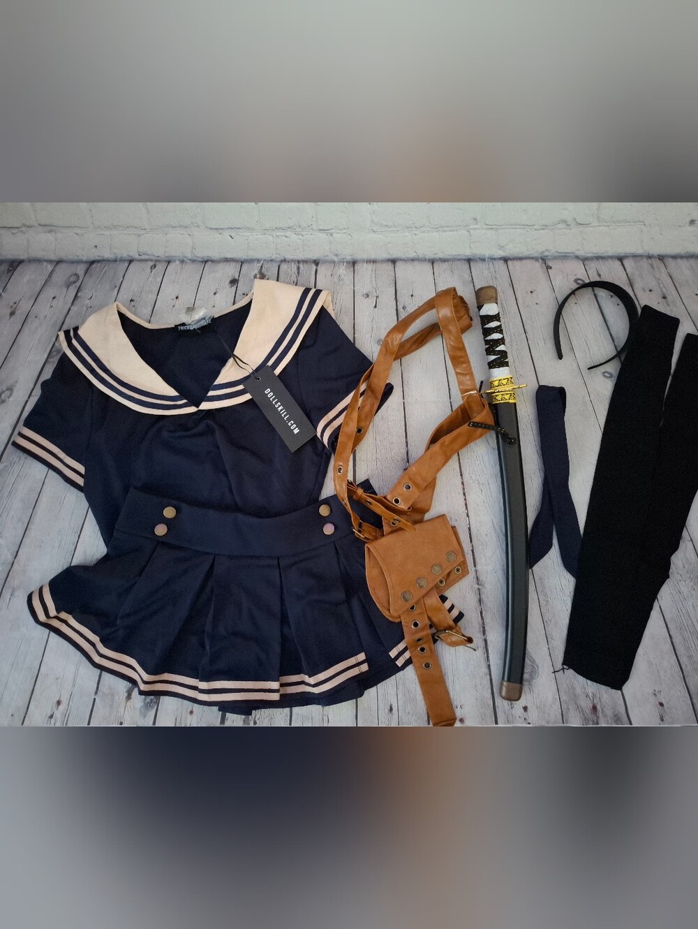 NWT Dolls Kill Trickz N' Treatz One Hit Knockout Sailor Halloween Costume - Medi